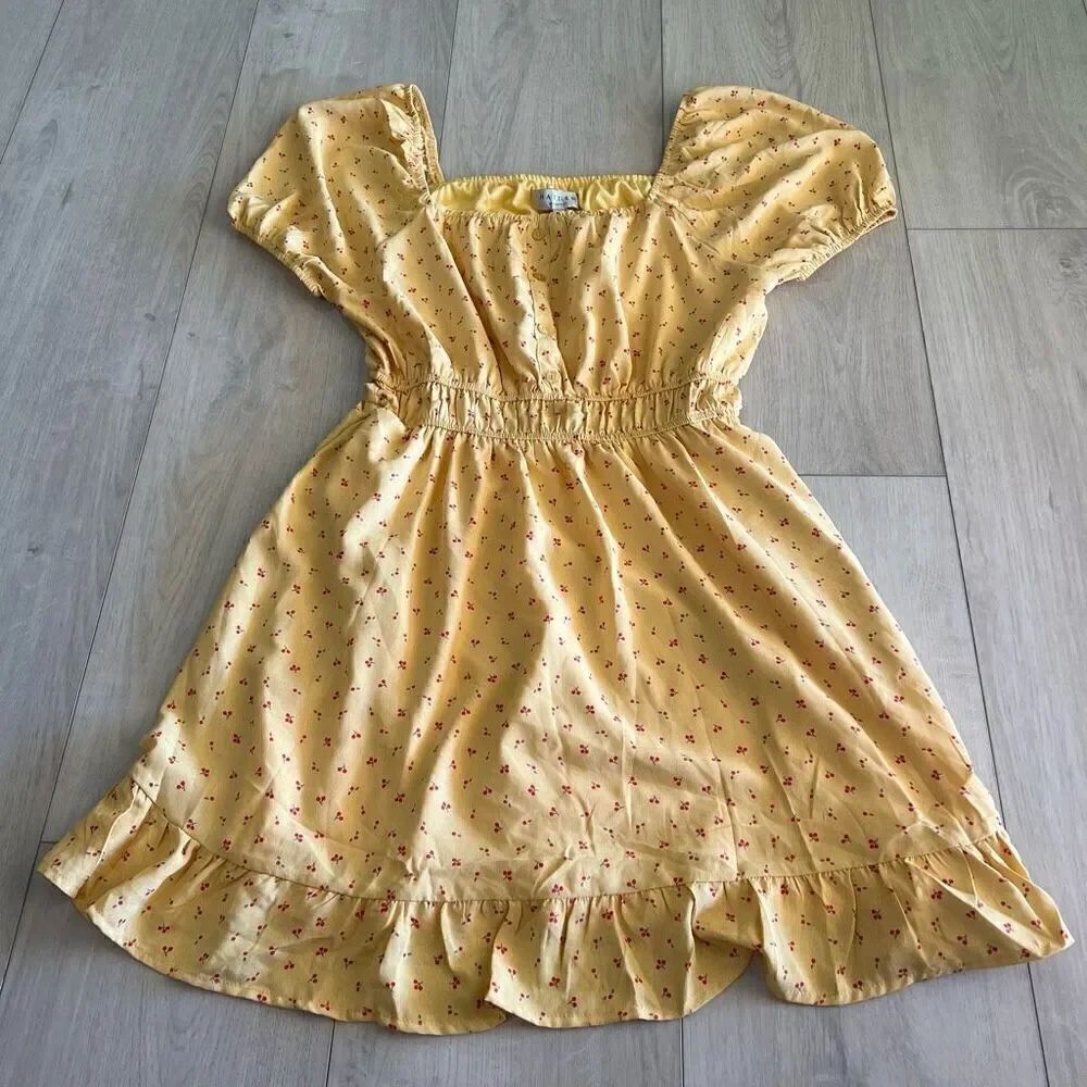 Hayden Womens Ditsy Print Button Detail Square Neck Puff Sleeve Dress size s
